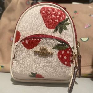 Authentic Coach strawberry mini backpack keychain
